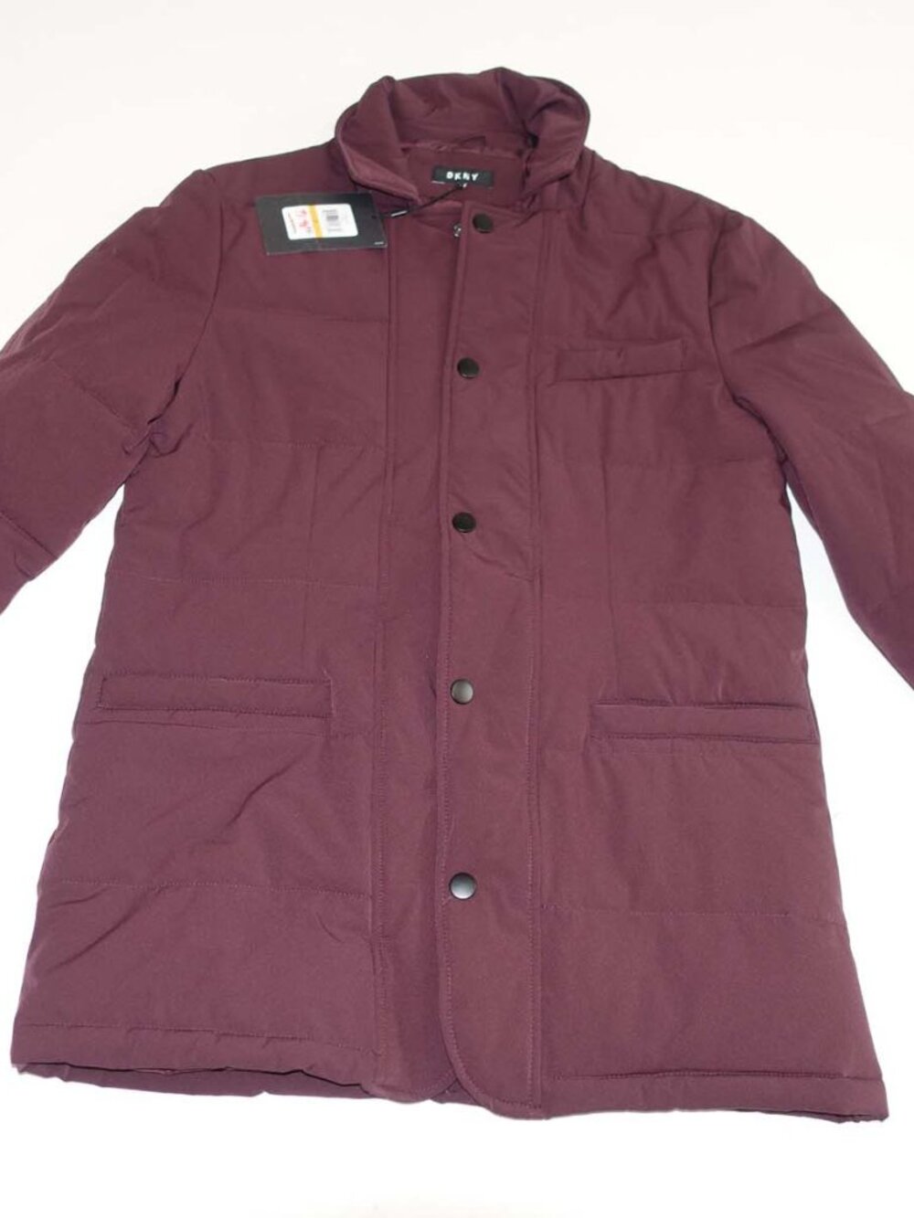 DKNY Women's Puffer Jacket Size Small NWT Maroon Red Lined Long Sleeves S